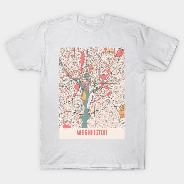 Washington - United States Chalk City Map T-Shirt by tienstencil